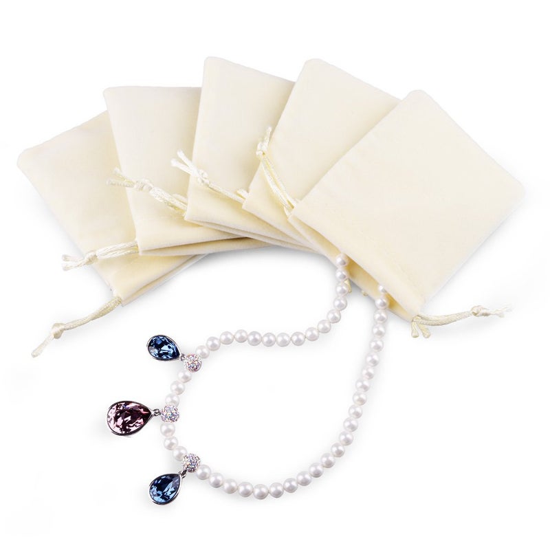 Oirlv Velvet Drawstring Pouches Travel Drawer Organizer Pouch Christmas,Wedding Party Favor Gift Bags (50Pack,Creamy-white) - Image 3